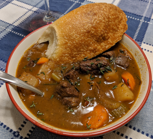 Beef Bourguignon stew in a bowl